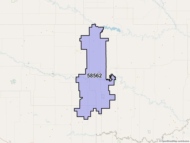 Map of ZIP Code 58562 — New Leipzig, ND