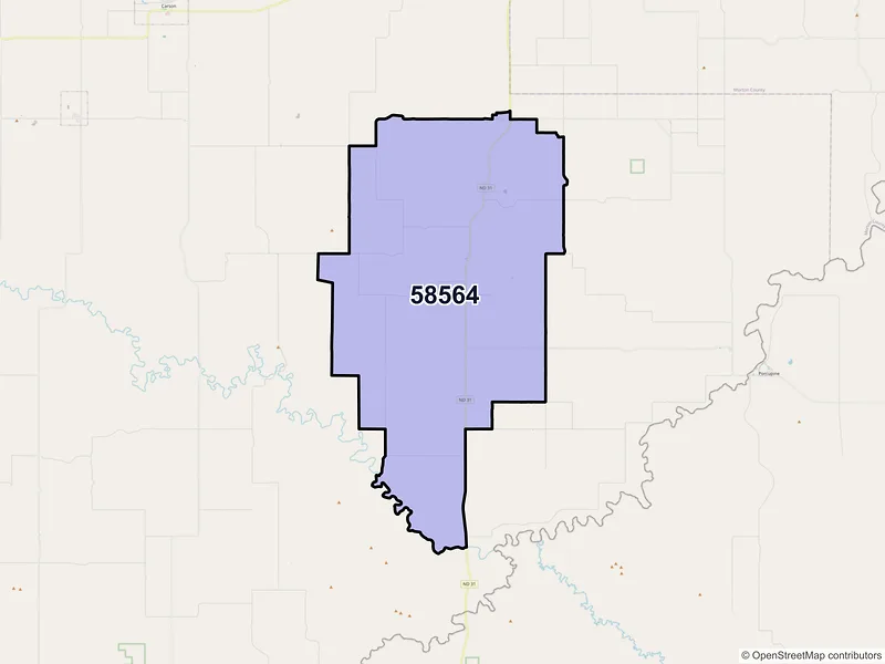 Map of ZIP Code 58564 — Raleigh, ND