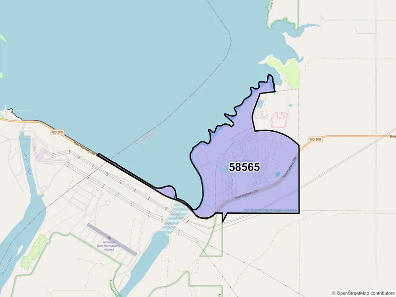 Map of ZIP Code 58565 — Riverdale, ND