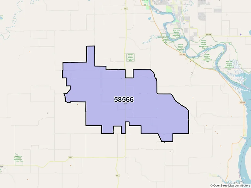 Map of Saint Anthony, North Dakota and ZIP codes