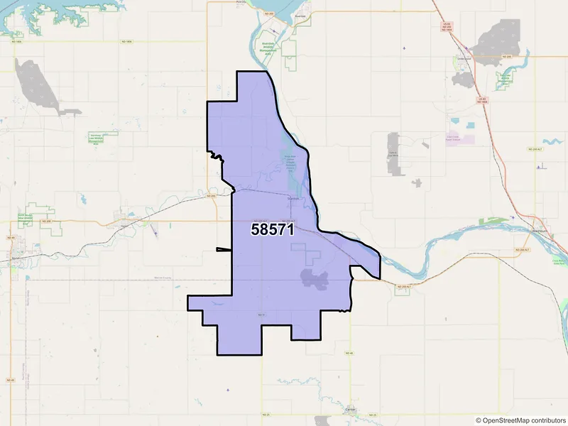 Map of ZIP Code 58571 — Stanton, ND