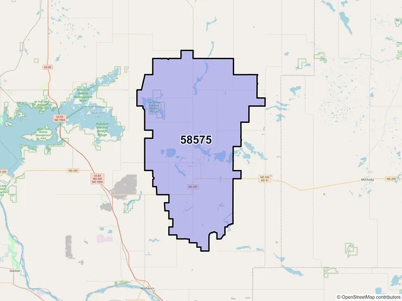 Map of ZIP Code 58575 — Turtle Lake, ND