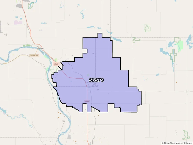 Map of ZIP Code 58579 — Wilton, ND