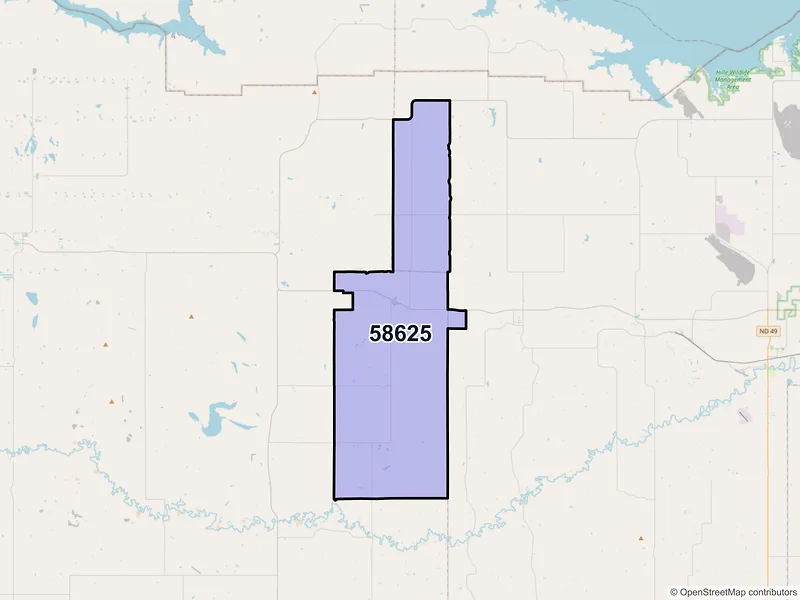 Map of ZIP Code 58625 — Dodge, ND
