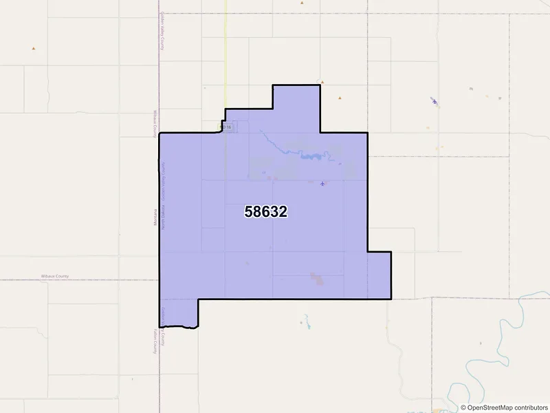 Map of ZIP Code 58632 — Golva, ND