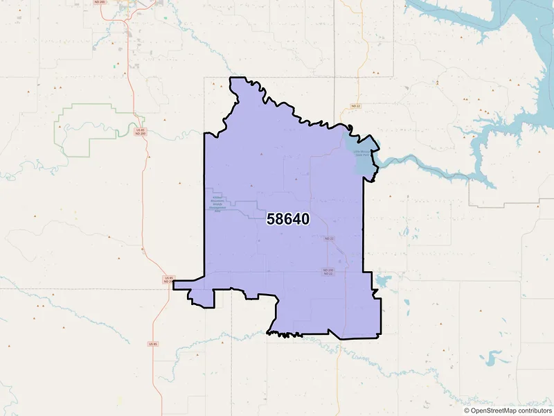 Map of ZIP Code 58640 — Killdeer, ND