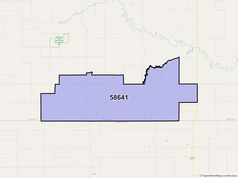 Map of ZIP Code 58641 — Lefor, ND