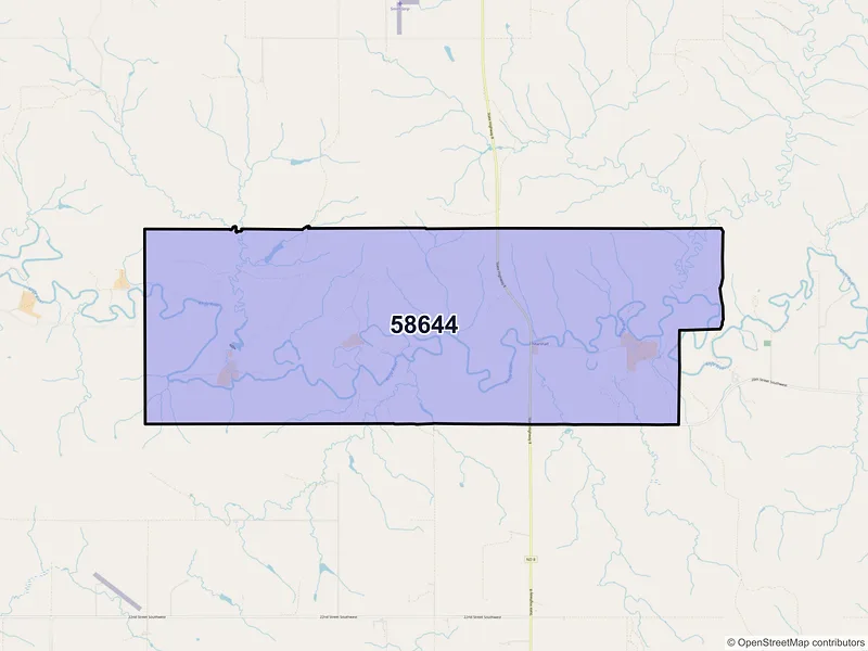 Map of ZIP Code 58644 — Marshall, ND