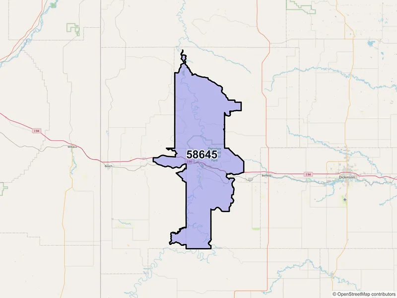 Map of ZIP Code 58645 — Medora, ND