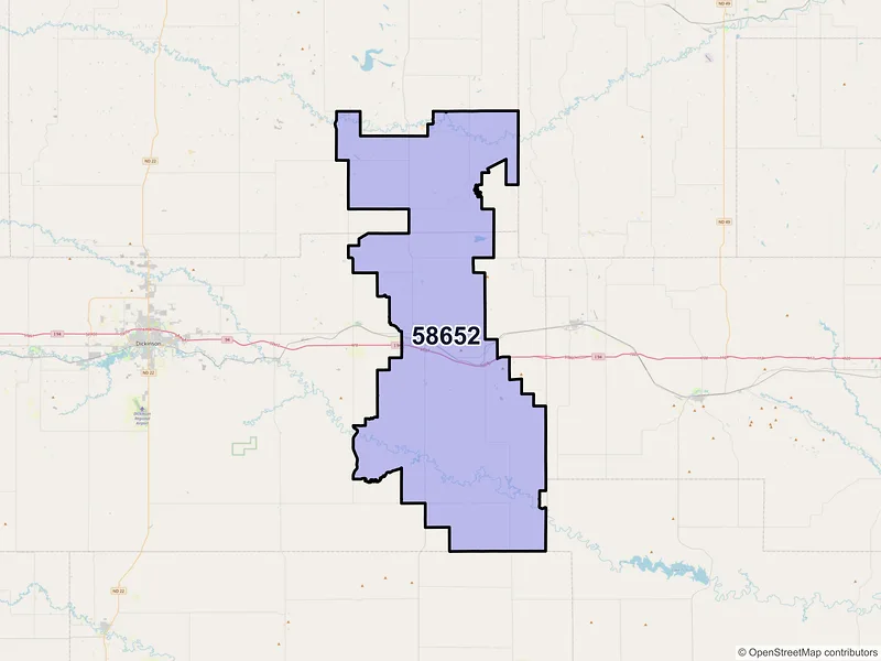 Map of ZIP Code 58652 — Richardton, ND