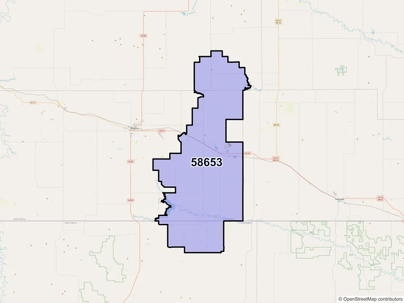Map of ZIP Code 58653 — Scranton, ND