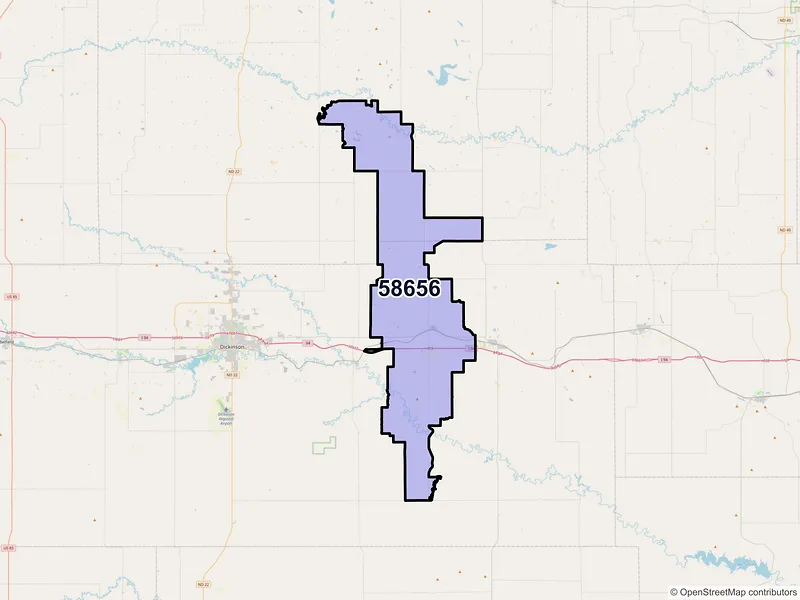 Map of ZIP Code 58656 — Taylor, ND