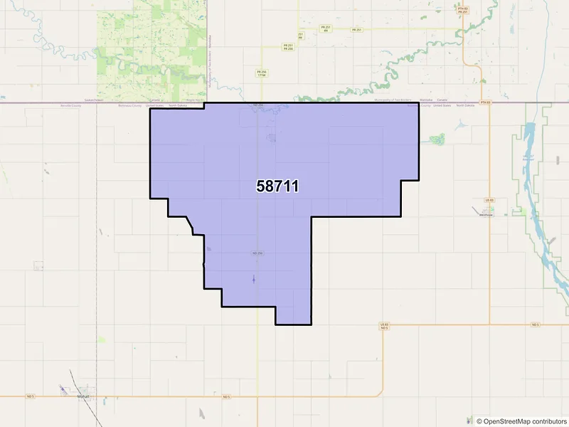 Map of Antler, North Dakota and ZIP codes