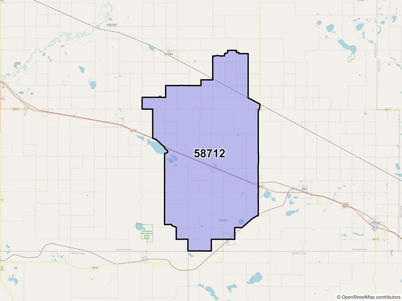 Map of ZIP Code 58712 — Balfour, ND