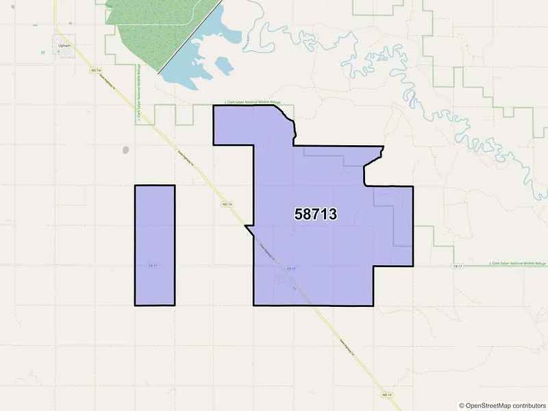 Map of ZIP Code 58713 — Bantry, ND