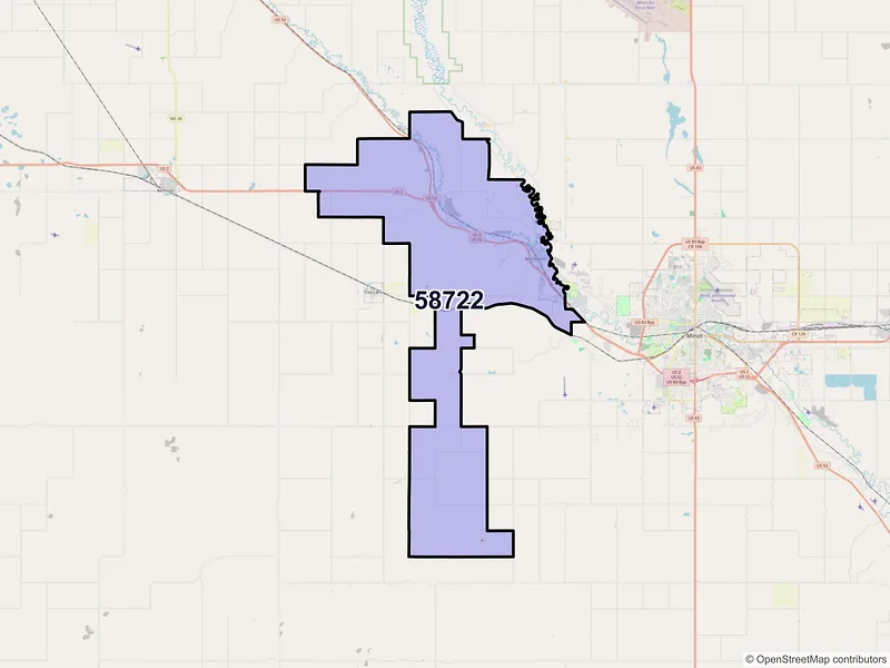 Map of ZIP Code 58722 — Burlington, ND