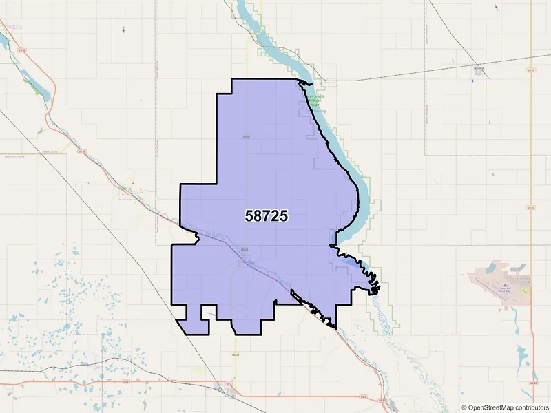 Map of Carpio, North Dakota and ZIP codes