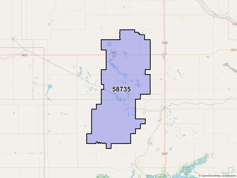 Map of ZIP Code 58735 — Douglas, ND