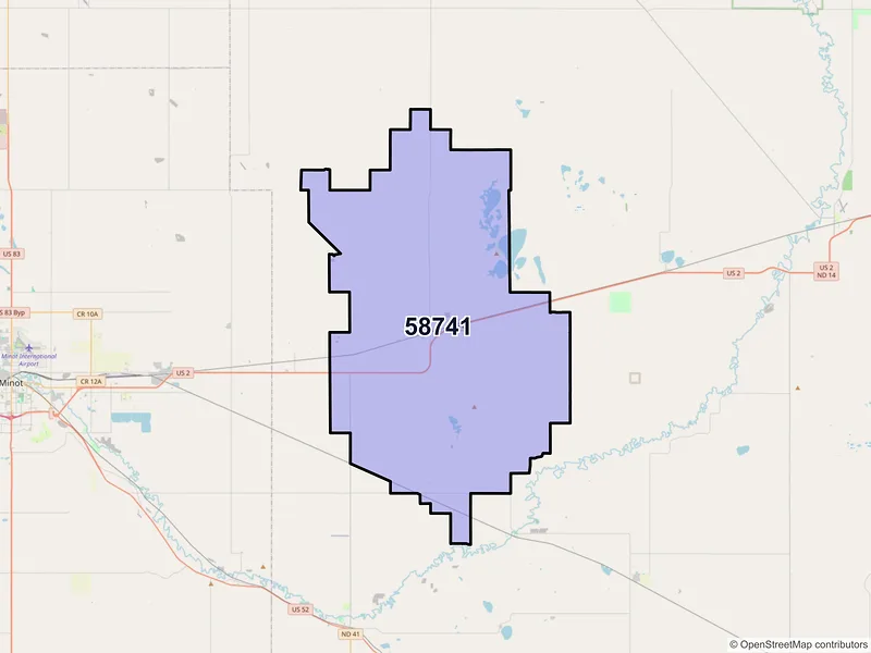 Map of Granville, North Dakota and ZIP codes