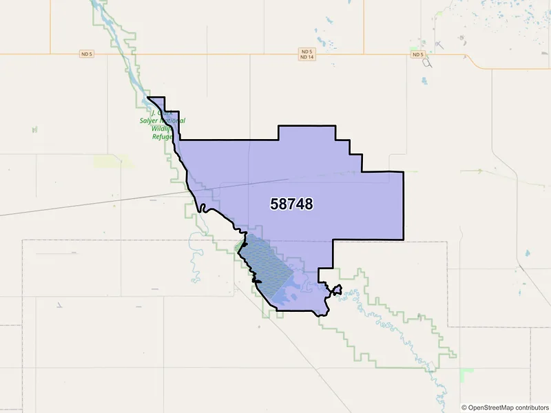 Map of Kramer, North Dakota and ZIP codes