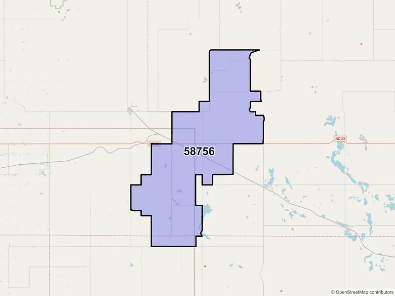 Map of ZIP Code 58756 — Makoti, ND