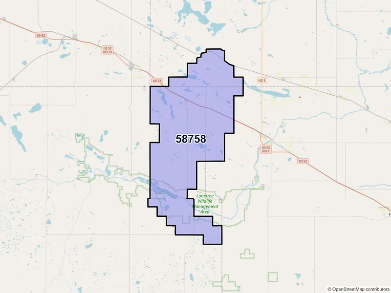 Map of ZIP Code 58758 — Martin, ND