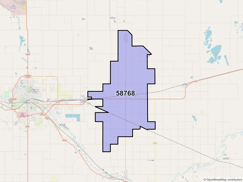 Map of Norwich, North Dakota and ZIP codes