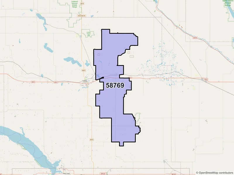 Map of ZIP Code 58769 — Palermo, ND