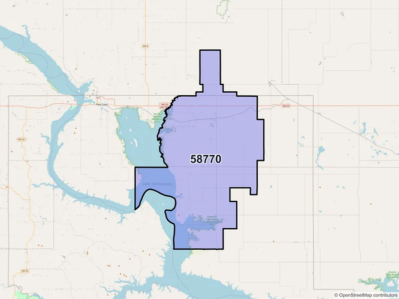 Map of ZIP Code 58770 — Parshall, ND