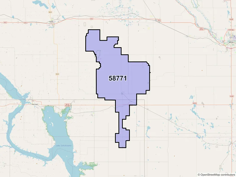Map of ZIP Code 58771 — Plaza, ND