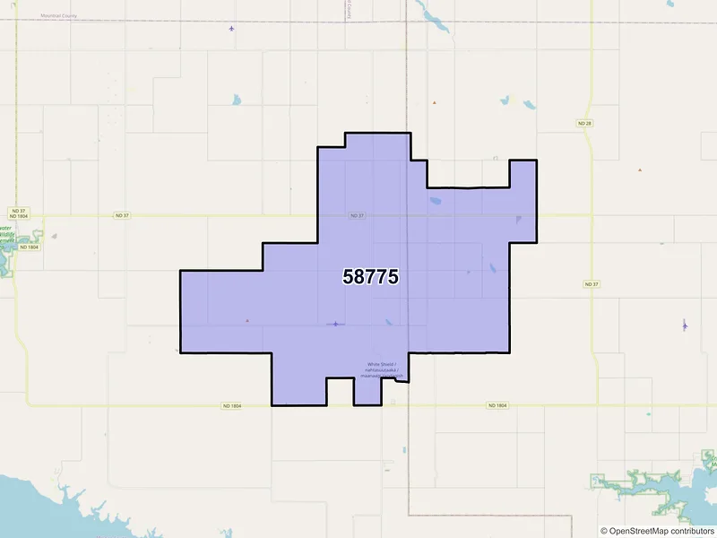 Map of ZIP Code 58775 — Roseglen, ND