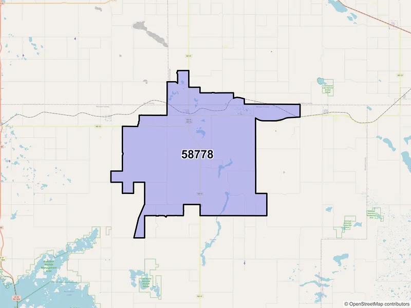 Map of Ruso, North Dakota and ZIP codes