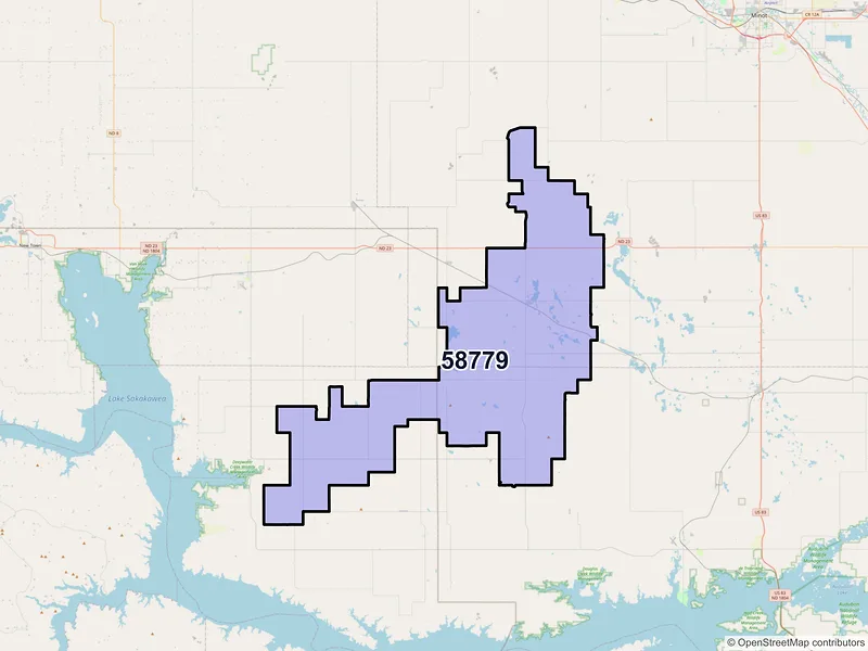 Map of ZIP Code 58779 — Ryder, ND