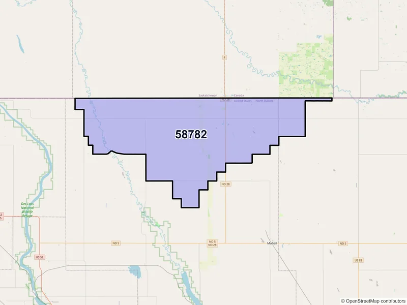 Map of ZIP Code 58782 — Sherwood, ND