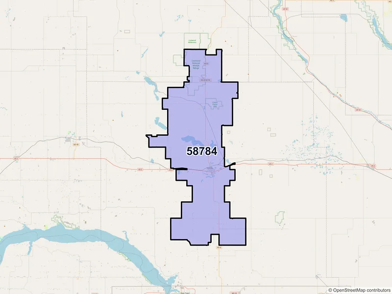 Map of Stanley, North Dakota and ZIP codes