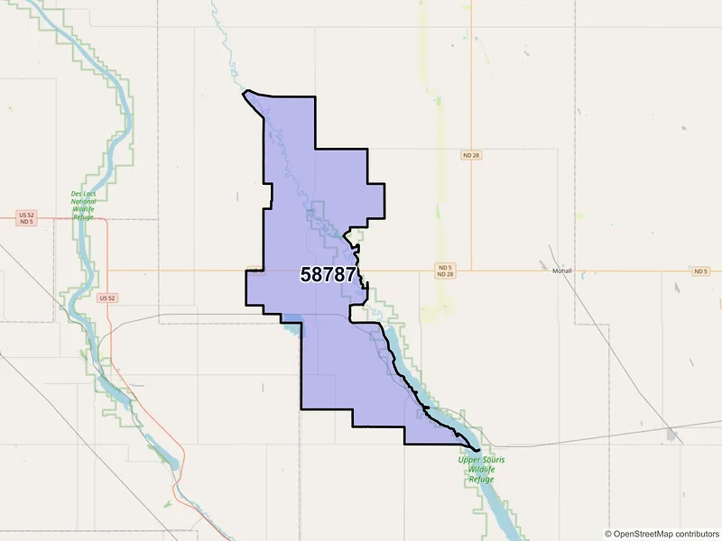 Map of ZIP Code 58787 — Tolley, ND