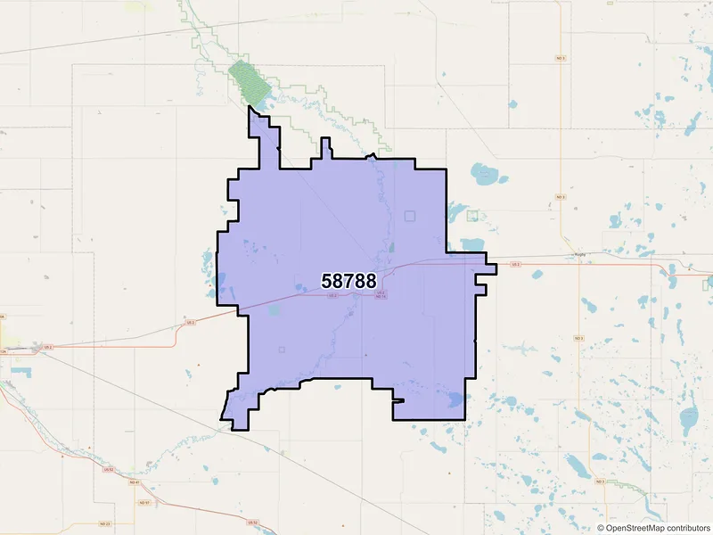 Map of ZIP Code 58788 — Towner, ND