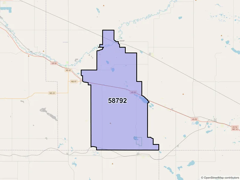 Map of Voltaire, North Dakota and ZIP codes