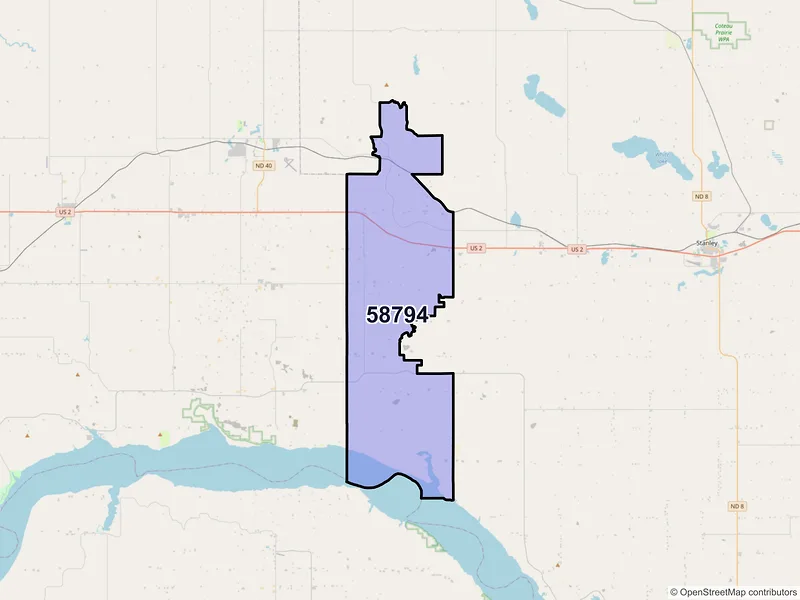 Map of White Earth, North Dakota and ZIP codes