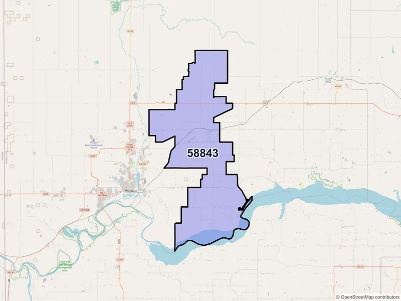 Map of ZIP Code 58843 — Epping, ND