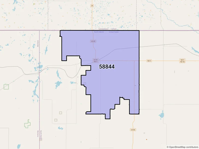 Map of ZIP Code 58844 — Fortuna, ND