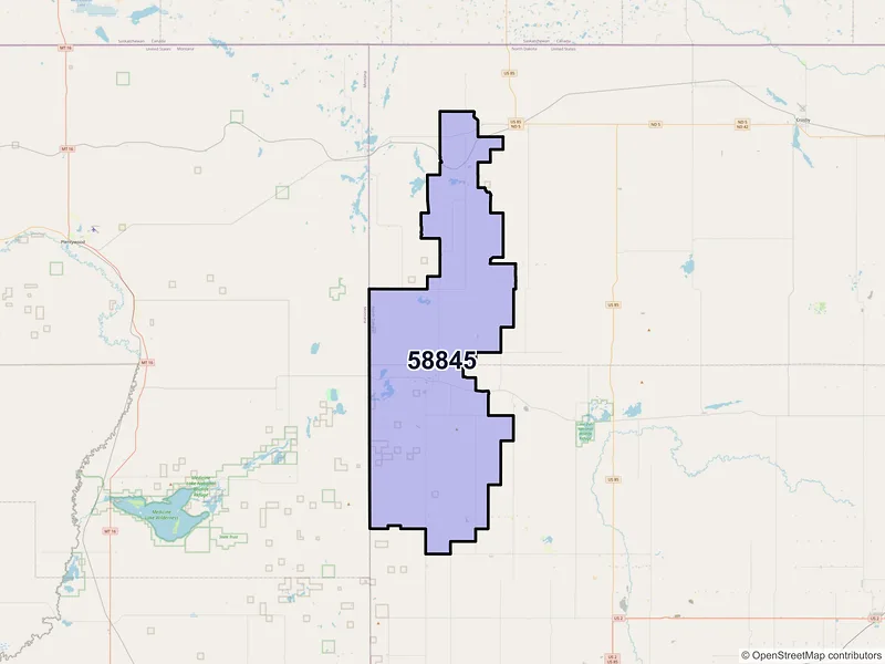 Map of ZIP Code 58845 — Grenora, ND