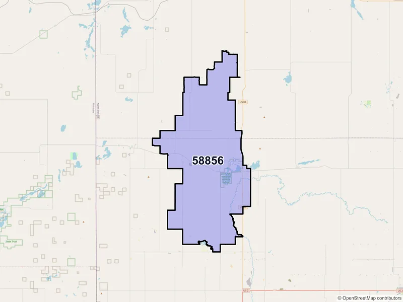 Map of ZIP Code 58856 — Zahl, ND