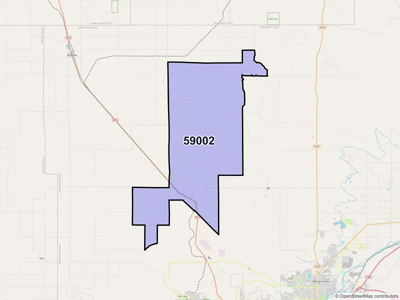 Map of ZIP Code 59002 — Acton, MT