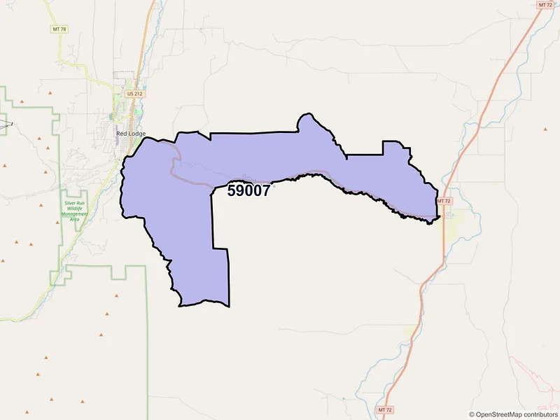 Map of ZIP Code 59007 — Bearcreek, MT