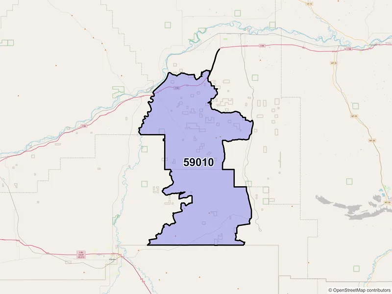 Map of ZIP Code 59010 — Bighorn, MT