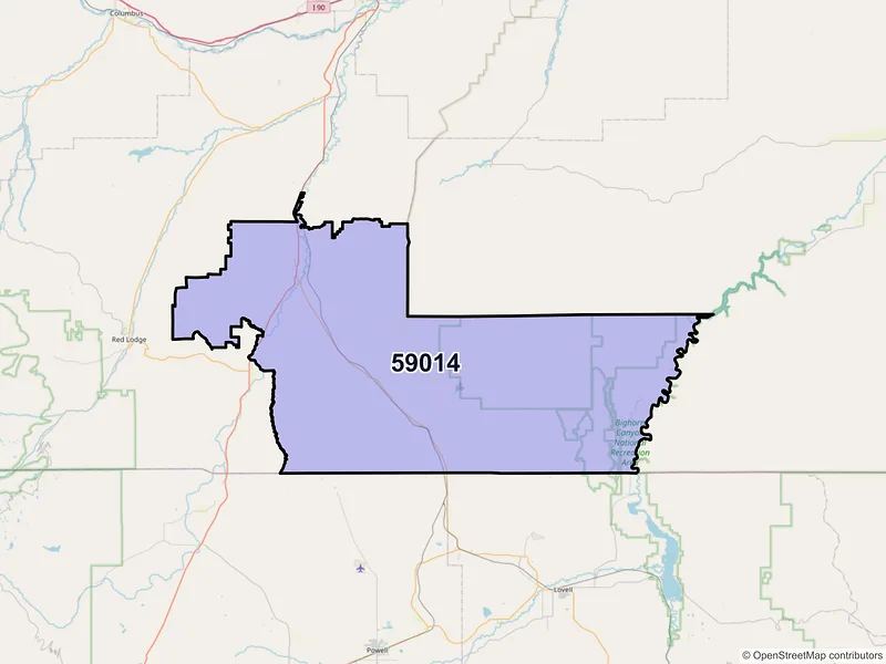 Map of ZIP Code 59014 — Bridger, MT