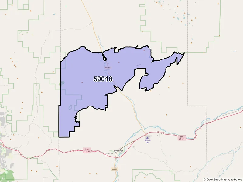 Map of Clyde Park, Montana and ZIP codes