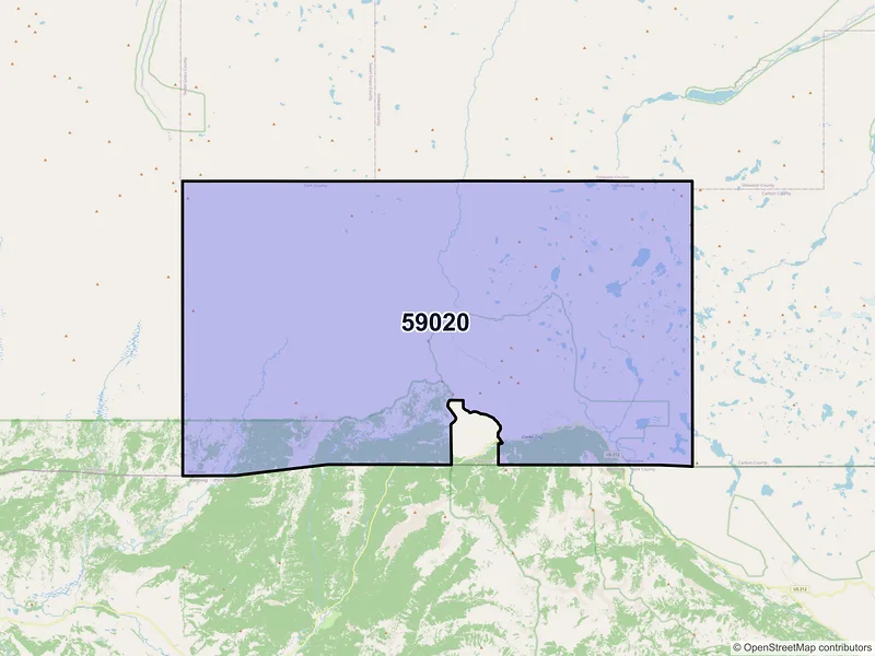 Map of Cooke City, Montana and ZIP codes