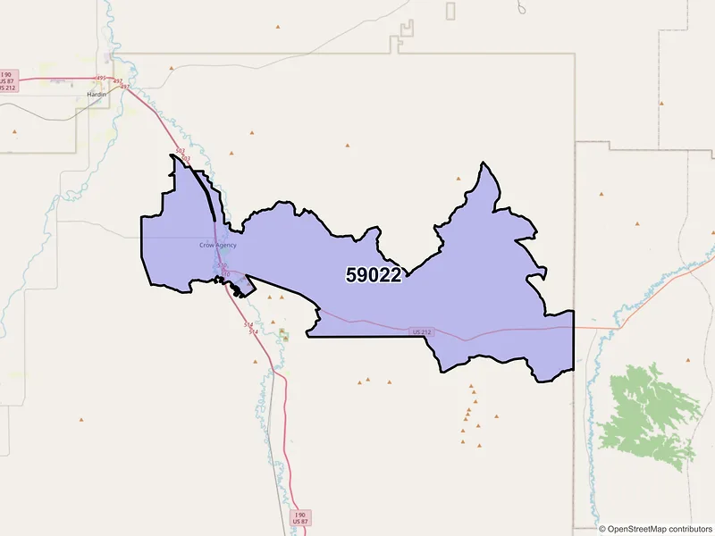Map of ZIP Code 59022 — Crow Agency, MT
